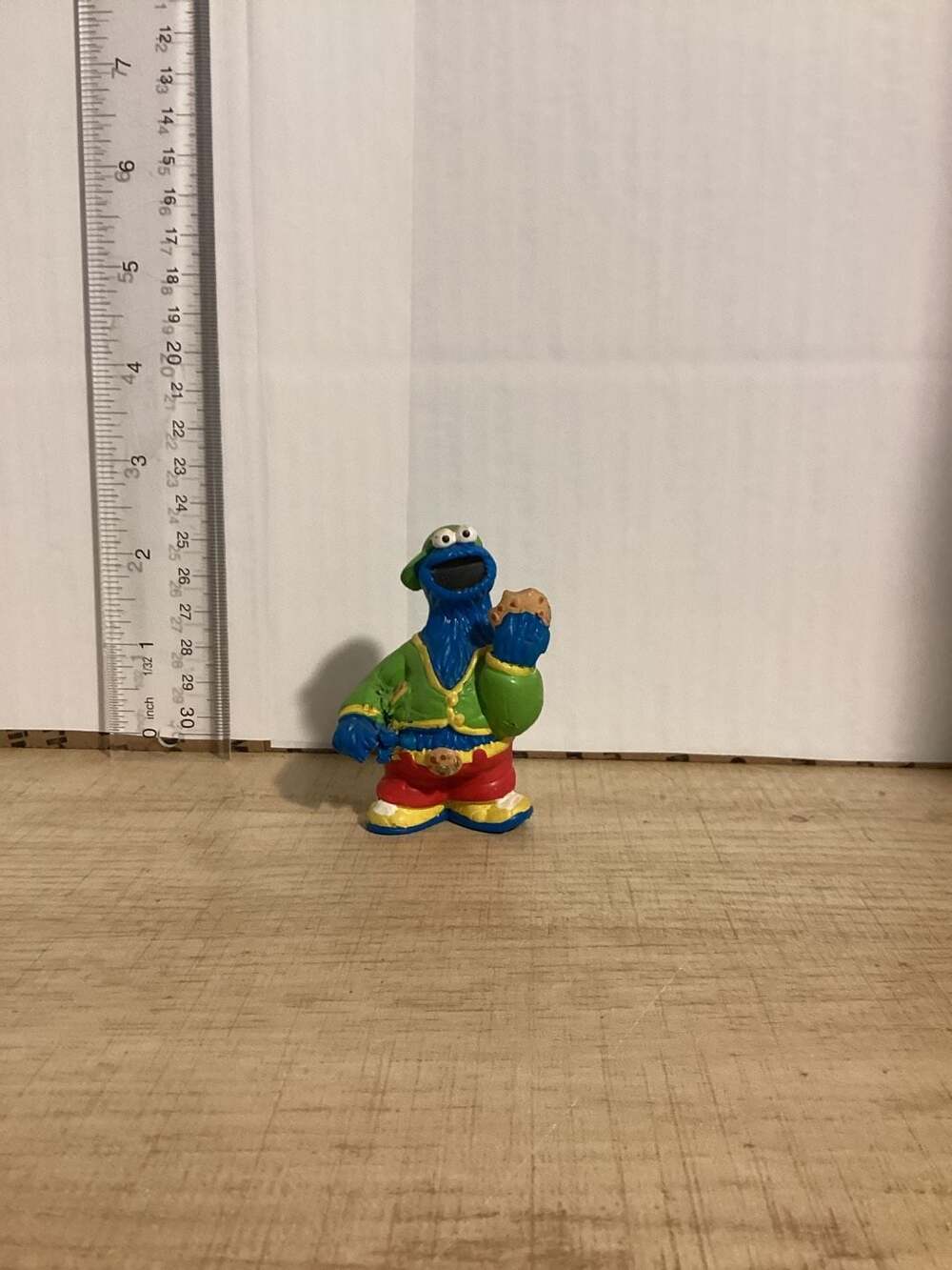 Vintage Sesame Street Cookie Monster Figurine in Green Jacket and Hip Hop Hat He